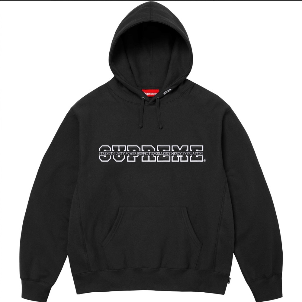 Supreme Collegiate Acronym Hoodie Sweatshirt Black White Men’s 2XL Size FW24 NEW